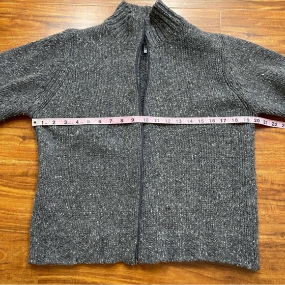 Vintage Talbots Italy Confetti Gray Zip Front Wool Thick Sweater Jacket Size M - Picture 14 of 16